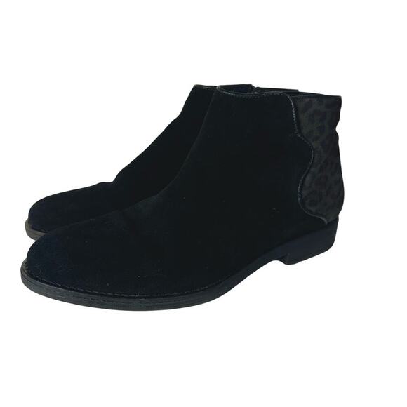 Bos & Co Booties Black Rural Leather Suede Waterproof Animal Leopard 40 9.5 - Picture 1 of 14
